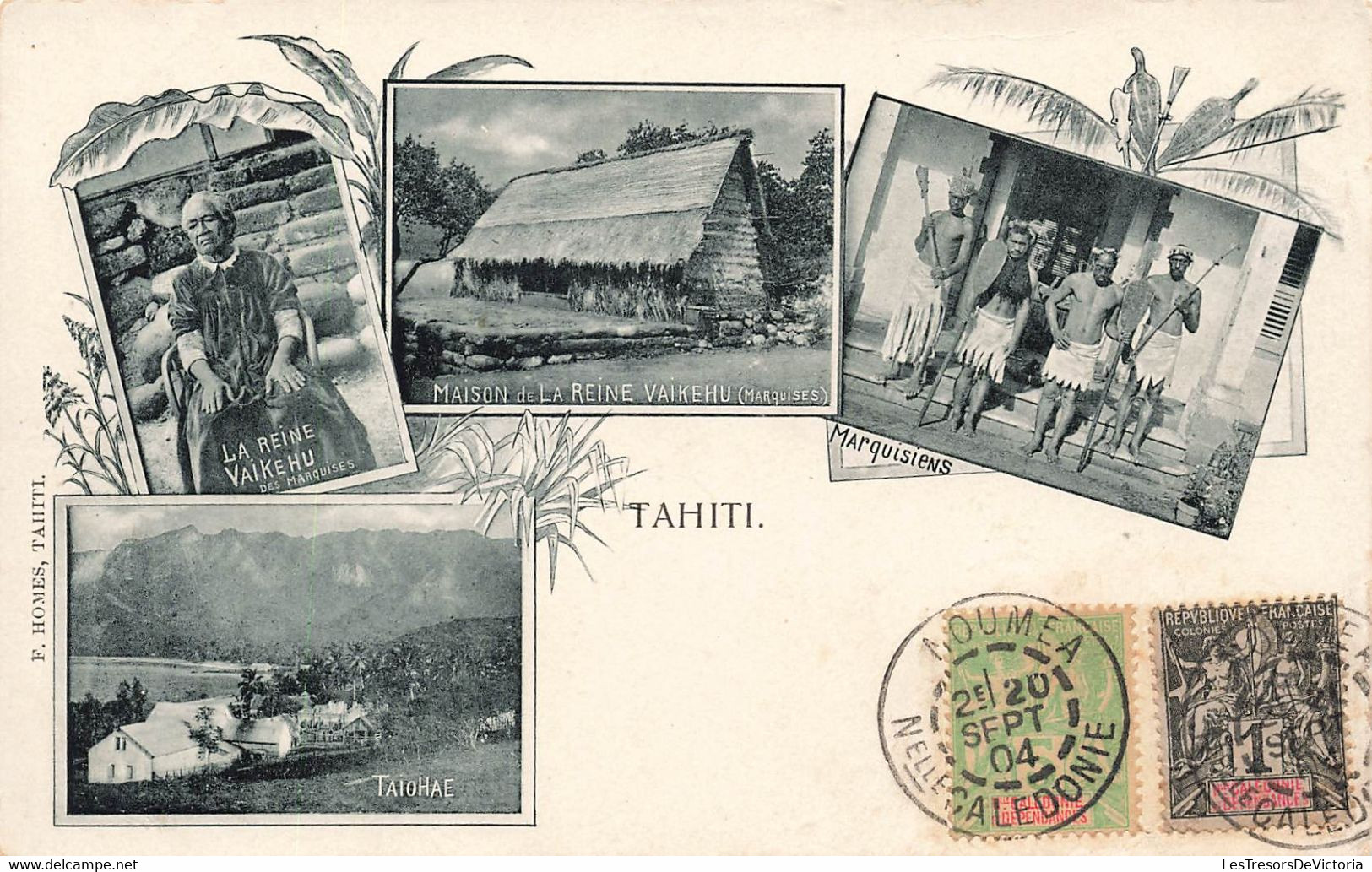 CPA TAHITI - F Homes - Carte Multivues - Marquisiens - Reine Vaikehu - Taiohae - 1904 - Tahiti