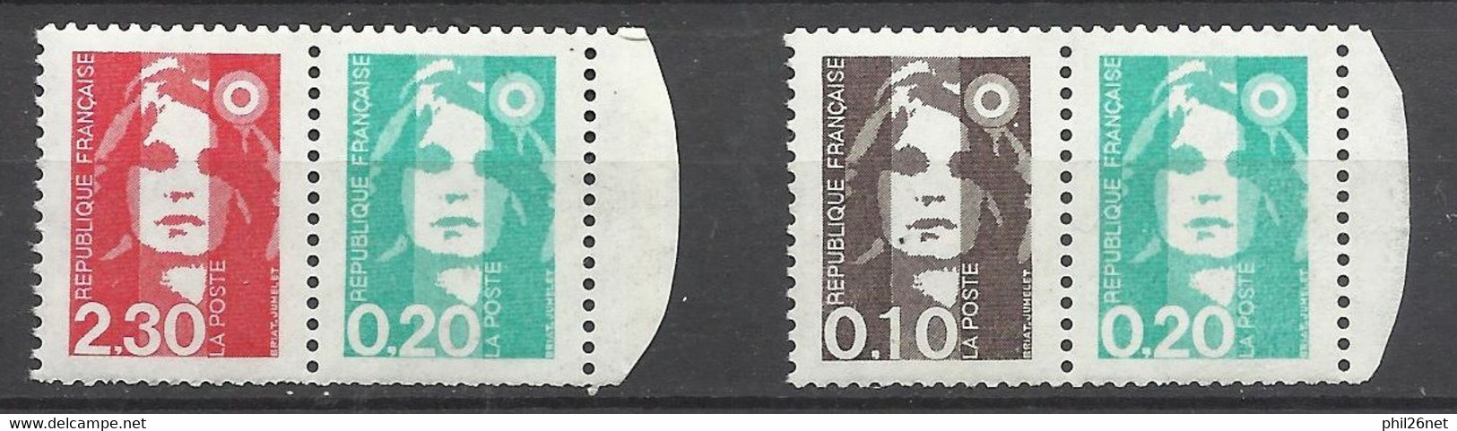 France Paires N° 2614 Et 2617   Impression Recto Verso    Neufs  * *   B/TB      Voir Scans     Soldé ! ! ! - Unused Stamps