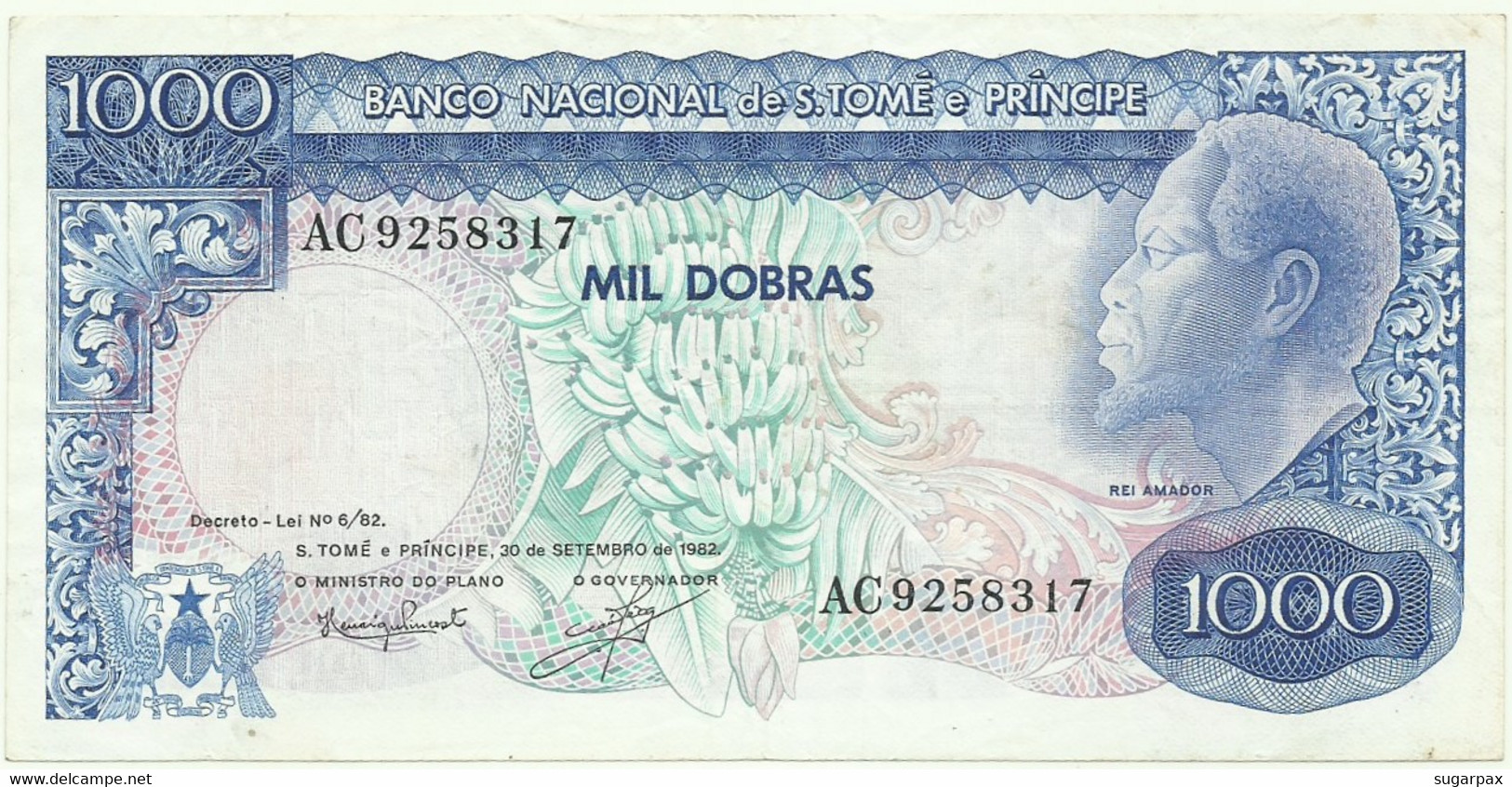 SAINT THOMAS & PRINCE - 1000 DOBRAS - 30.09.1982 - P 59 - REI AMADOR - 1.000 - Sao Tome And Principe