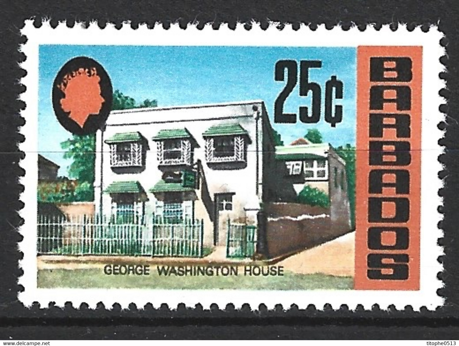 BARBADE. N°314 De 1970. Maison G. Washington. - George Washington