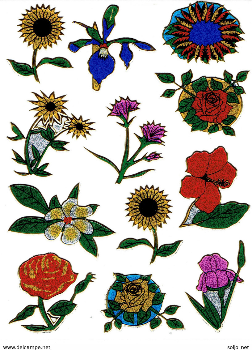 Wiesenblumen Aufkleber Metallic Look / Flower Sticker 1 Sheet - Scrapbooking