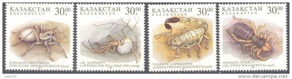 1997. Kazakhstan, Spiders, 4v, Mint/** - Kasachstan