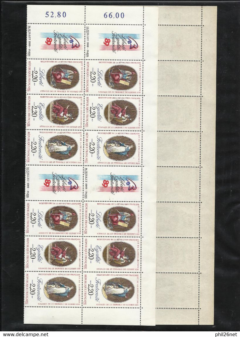 Feuille Entière De 10 Triptyques N°T2576 Révolution Française Liberté-Egalité- Fraternité - Neufs  * * TB   Soldes ! ! ! - Révolution Française