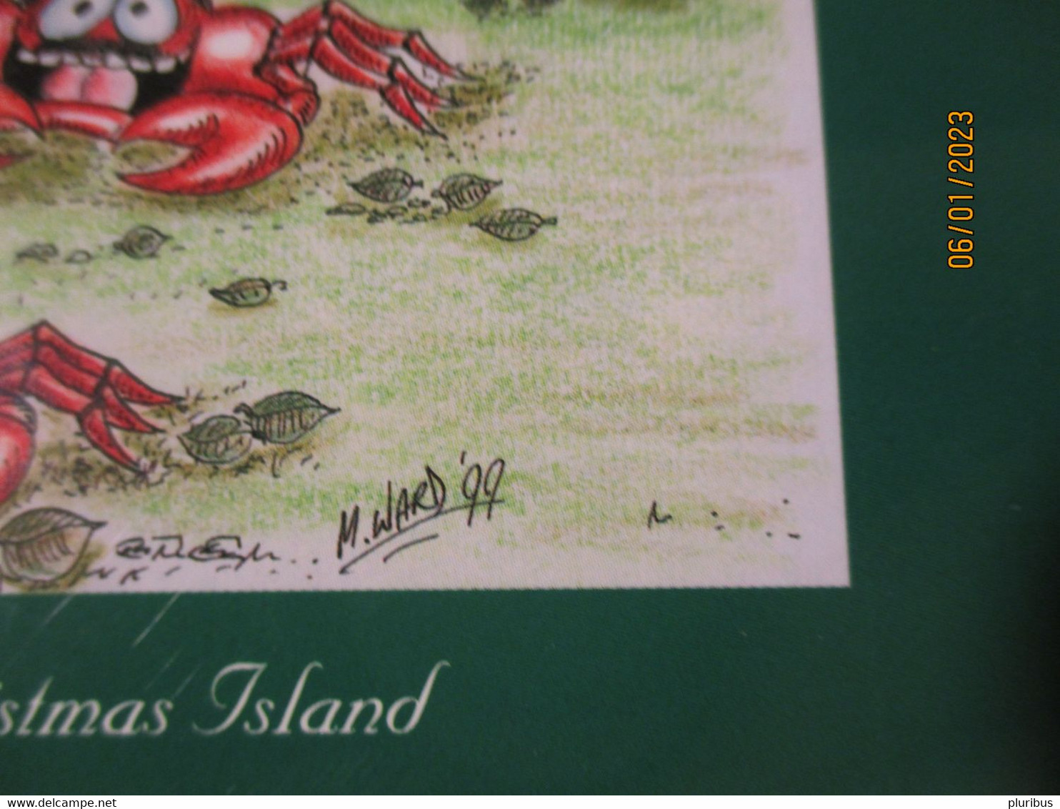 CHRISTMAS ISLAND 2001 AIR MAIL TO ESTONIA , POSTCARD SIGNED ARTIST WARD , CRAB BIRD MOSQUE  , 3-25 - Isole Christmas