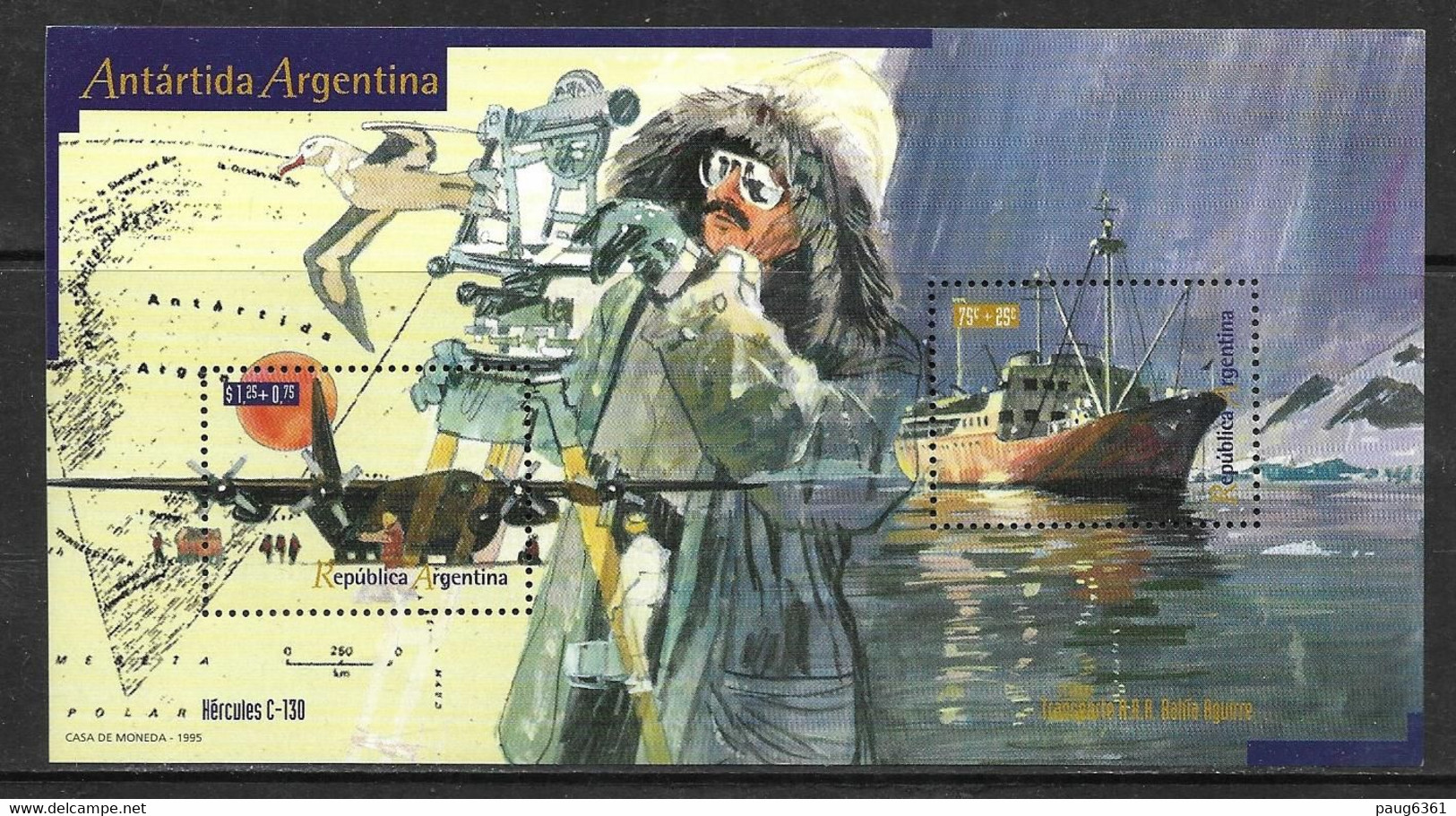 ARGENTINE 1995 EXPEDITION POLAIRE-AVIONS-BATEAUX  YVERT N°B61 NEUF MNH** - Blocks & Sheetlets