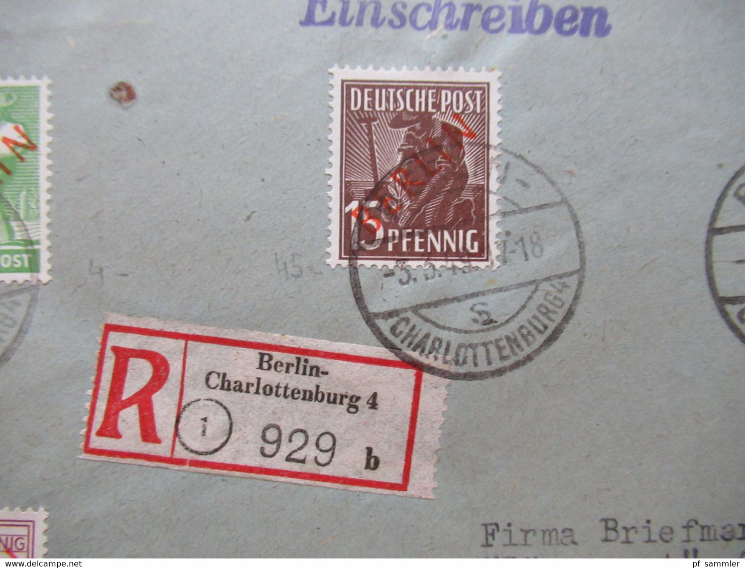 Berlin 1949 Rotaufdruck MiF Mit 4 Marken U.A. Nr.25 Einschreiben Ortsbrief Berlin Charlottenburg 4 Briefmarkenhaus Bären - Brieven En Documenten