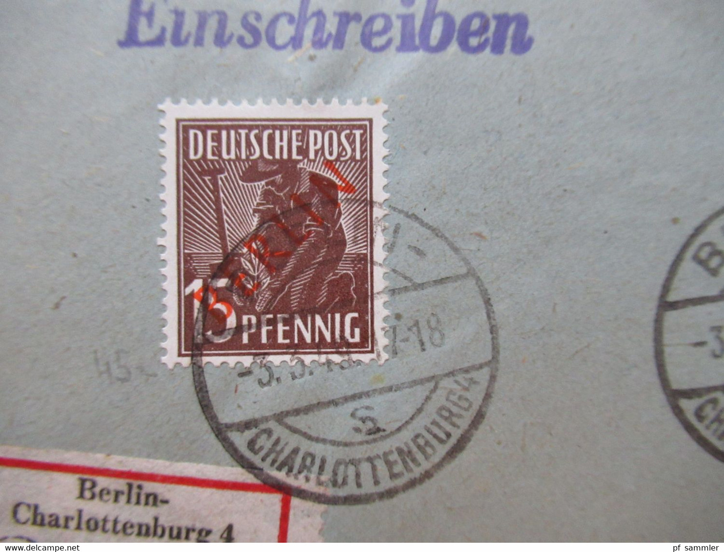 Berlin 1949 Rotaufdruck MiF Mit 4 Marken U.A. Nr.25 Einschreiben Ortsbrief Berlin Charlottenburg 4 Briefmarkenhaus Bären - Brieven En Documenten