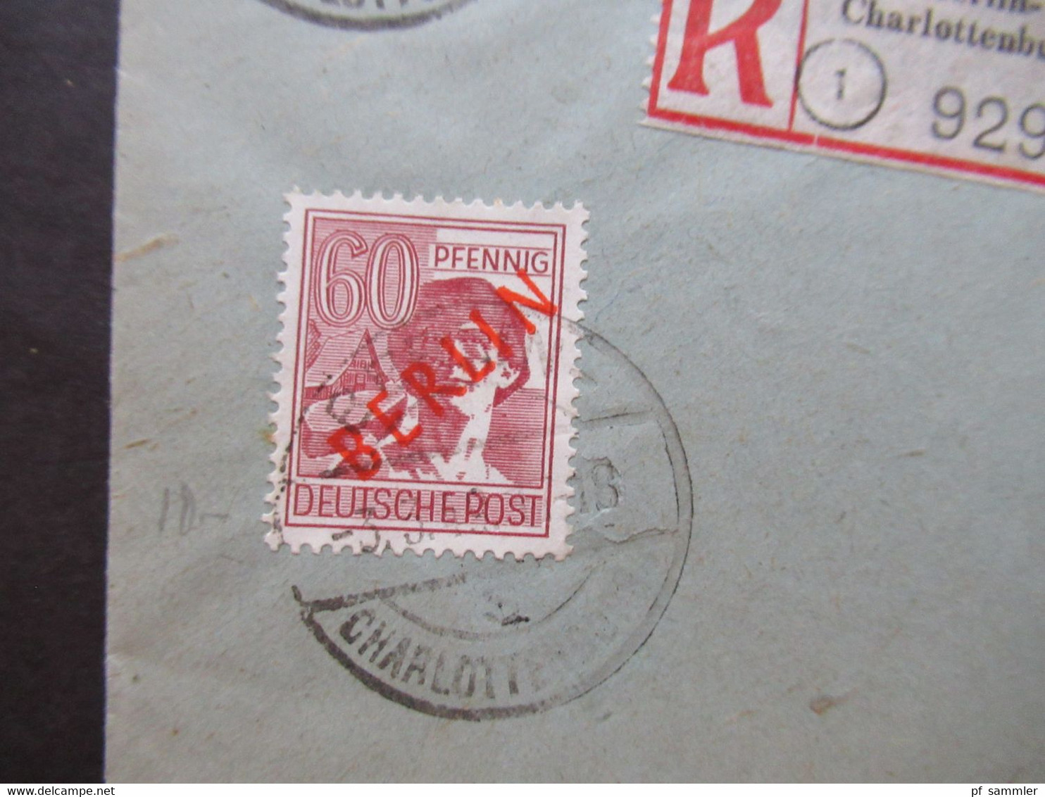 Berlin 1949 Rotaufdruck MiF mit 4 Marken u.A. Nr.25 Einschreiben Ortsbrief Berlin Charlottenburg 4 Briefmarkenhaus Bären
