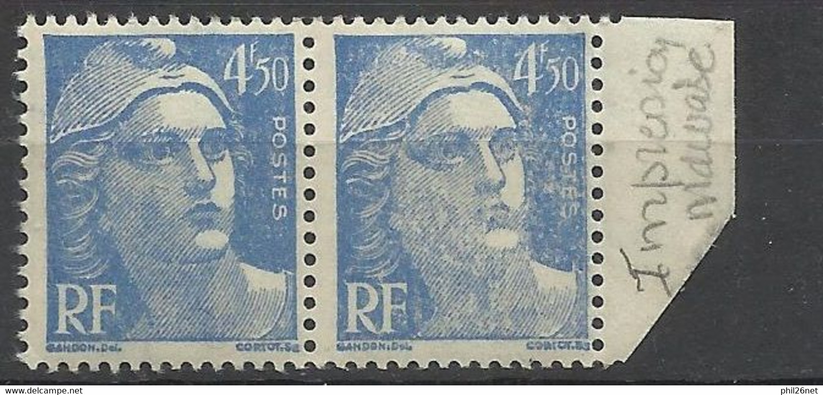 France Petites Variétés Paire N° 718A  Et  718A  Impression Dépouillée    Neufs  * *  B/ TB  Voir Scans Soldes ! ! ! - Unused Stamps