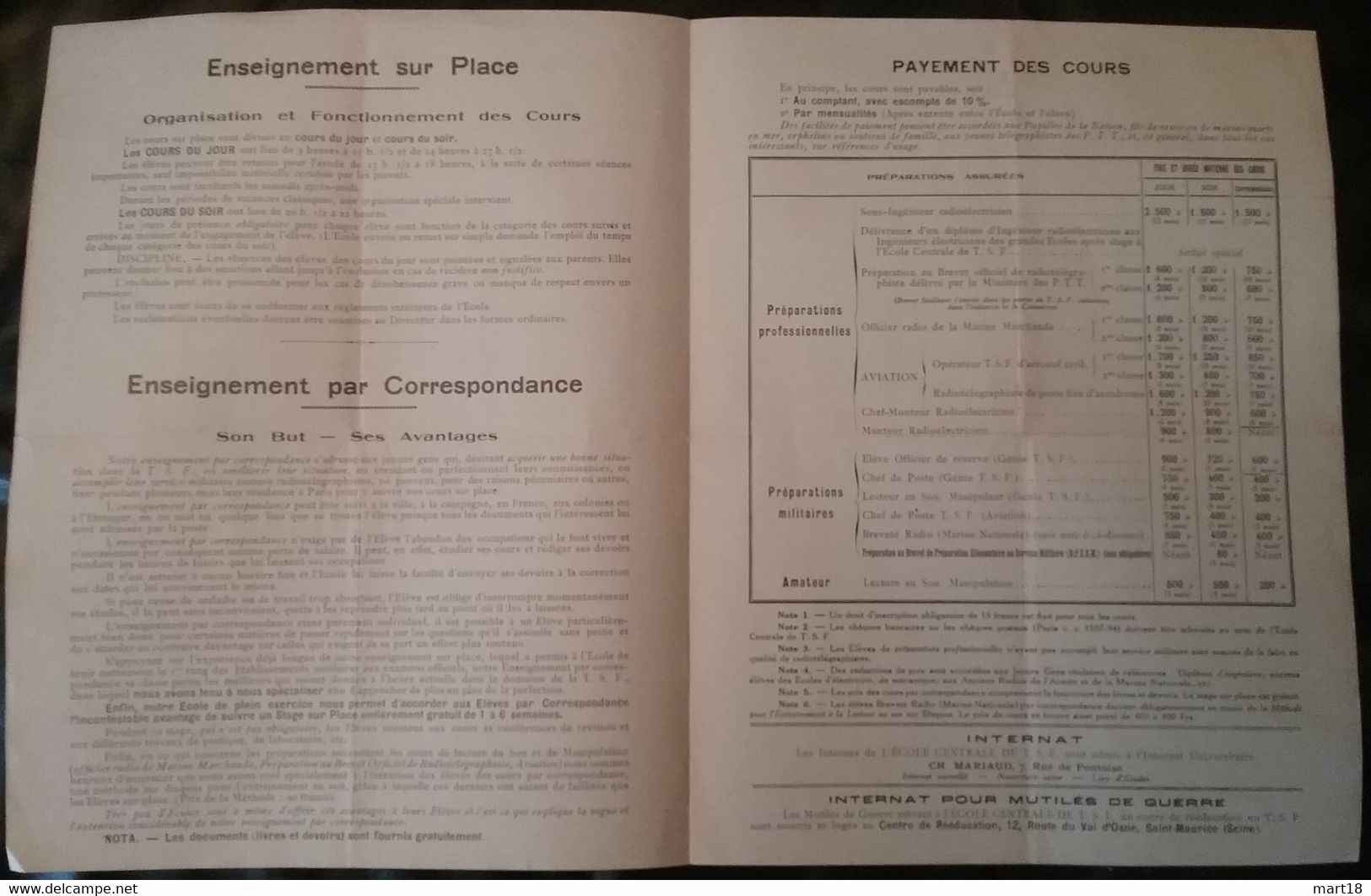 Ecole Centrale De T.S.F. - Radio - Tour Eiffel - Années 1930 - - Autres & Non Classés