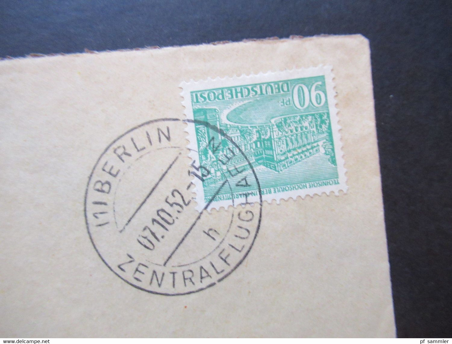 Berlin 1952 Berliner Bauten Nr.56 EF Luftpost Auslandsbrief USA Stp. Berlin Zentralflughafen Umschlag Hotel Exquisit - Brieven En Documenten