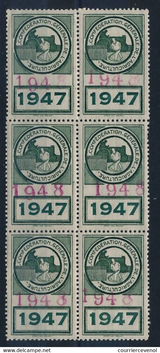 Bloc De 6 Vignettes "Confédération Générale De L'Agriculture" - 1947 Surchargées 1948. Neuves Avec Gomme - Sonstige & Ohne Zuordnung