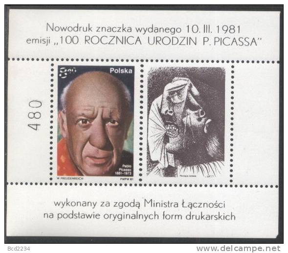 POLAND 1981 PICASSO RARE SPECIAL EDITION MIN SHEET MNH Art Artists Paintings  Spain Painter Draughtsman Sculptor France - Proeven & Herdruk