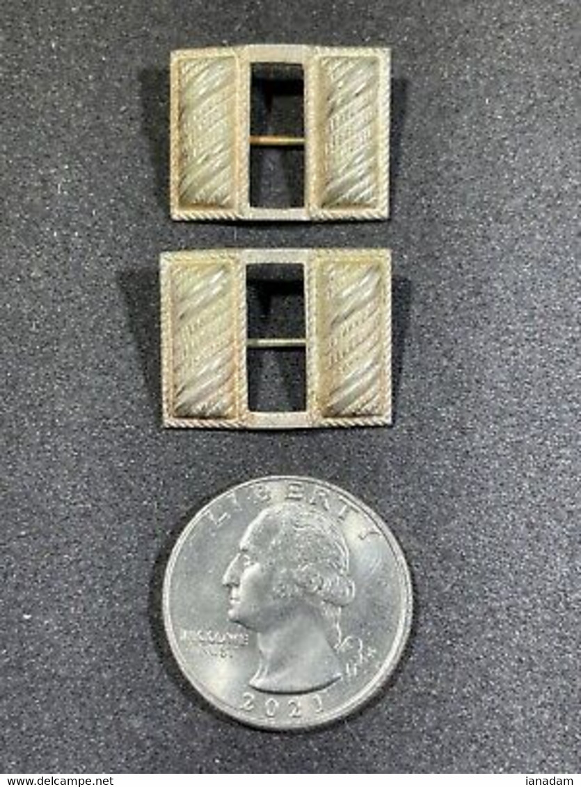 WWI US Army Military Captain Collar Insignia             Bars Full Size - 1914-18