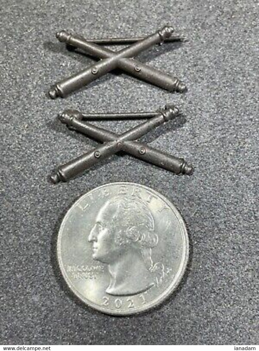 WWI Military US Army Artillery Officer Collar Pins Insignia - 1914-18