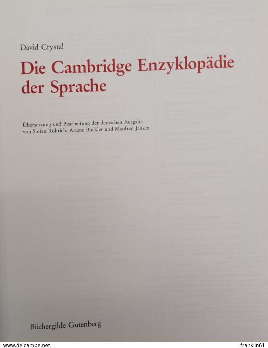 Die Cambridge-Enzyklopädie Der Sprache. - Glossaries