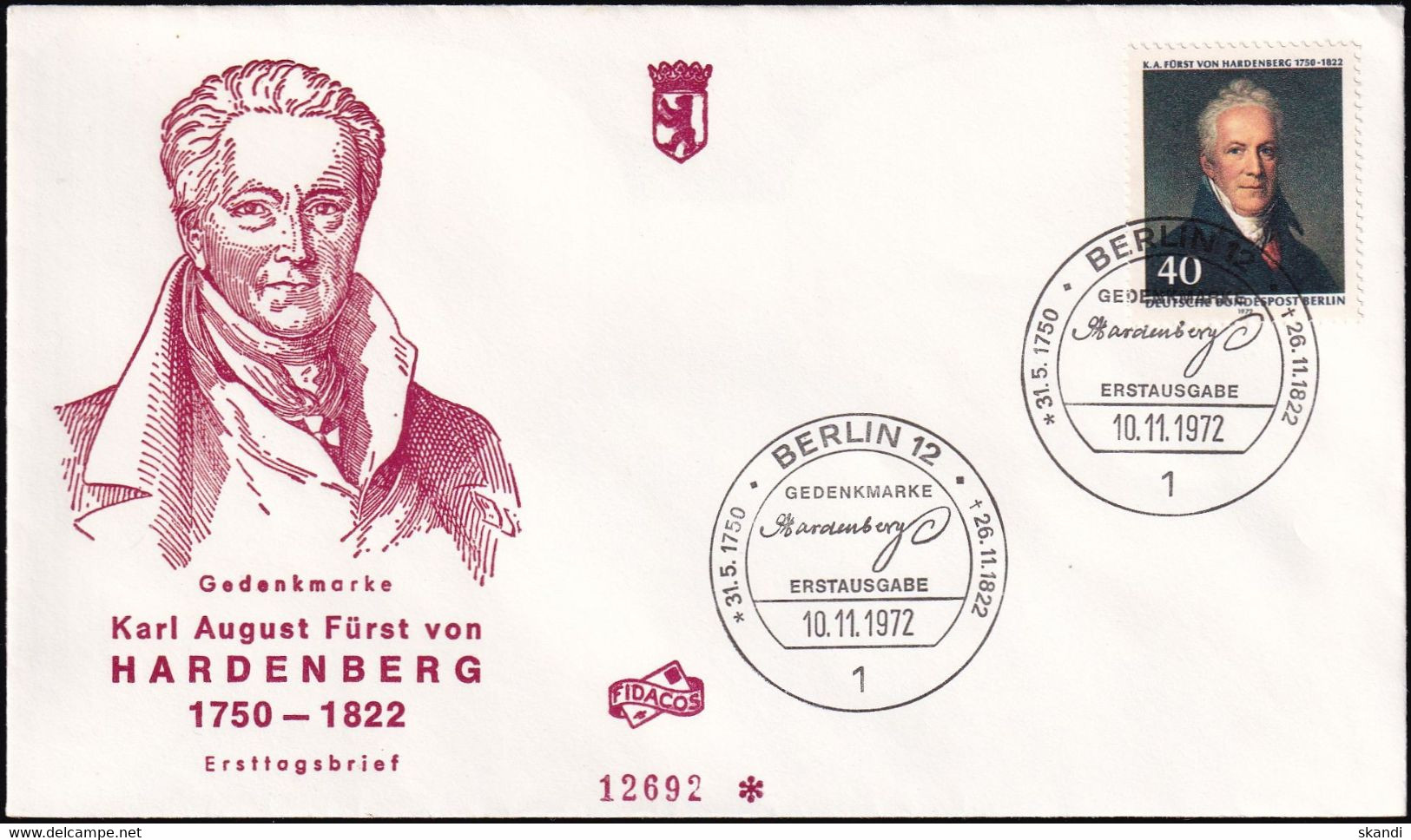 BERLIN 1972 Mi-Nr. 440 FDC - 1971-1980