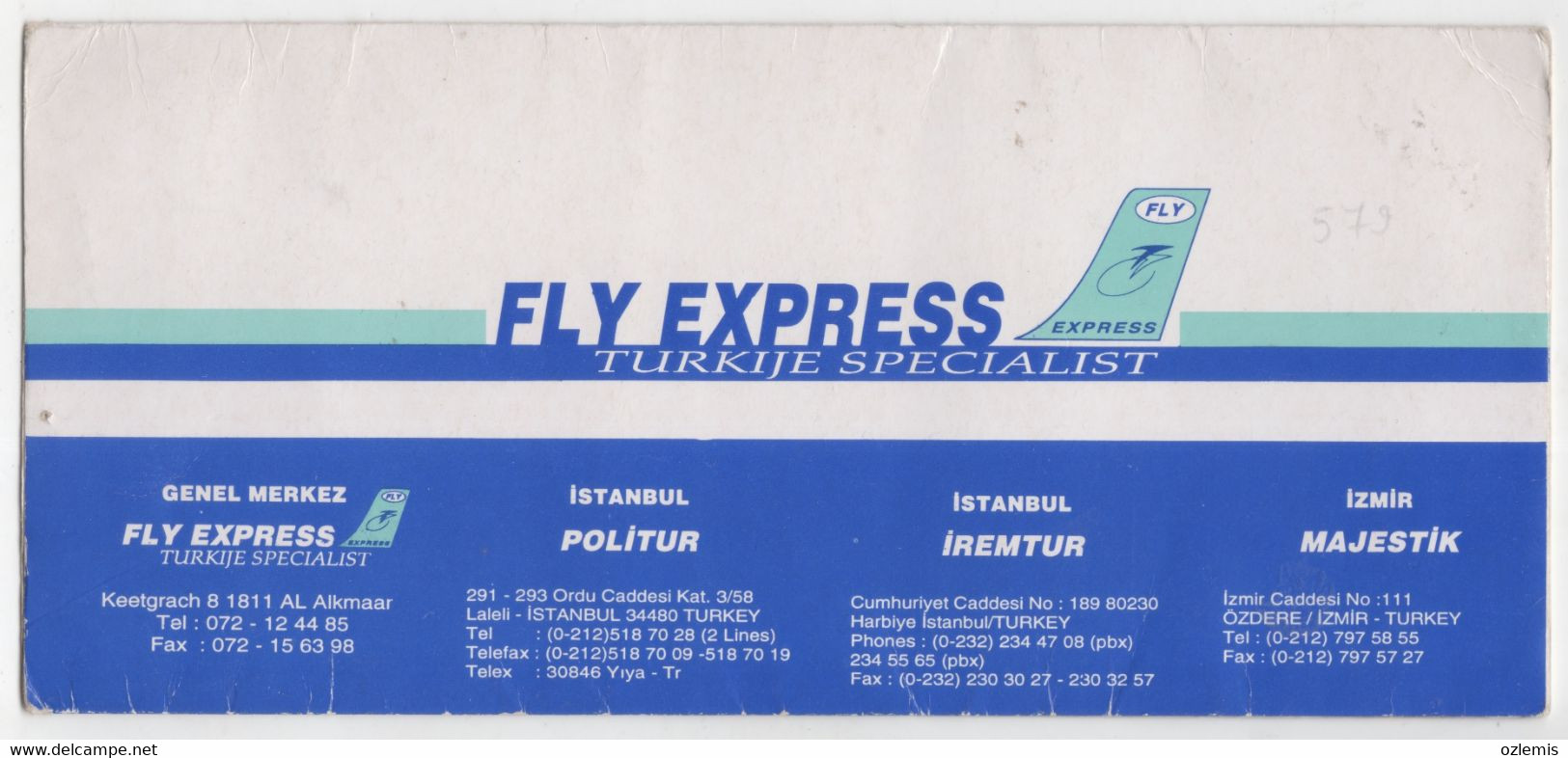 FLY EXPRESS ,TURKIJE SPECIALIST ,TICKET  AND COVER - Europa