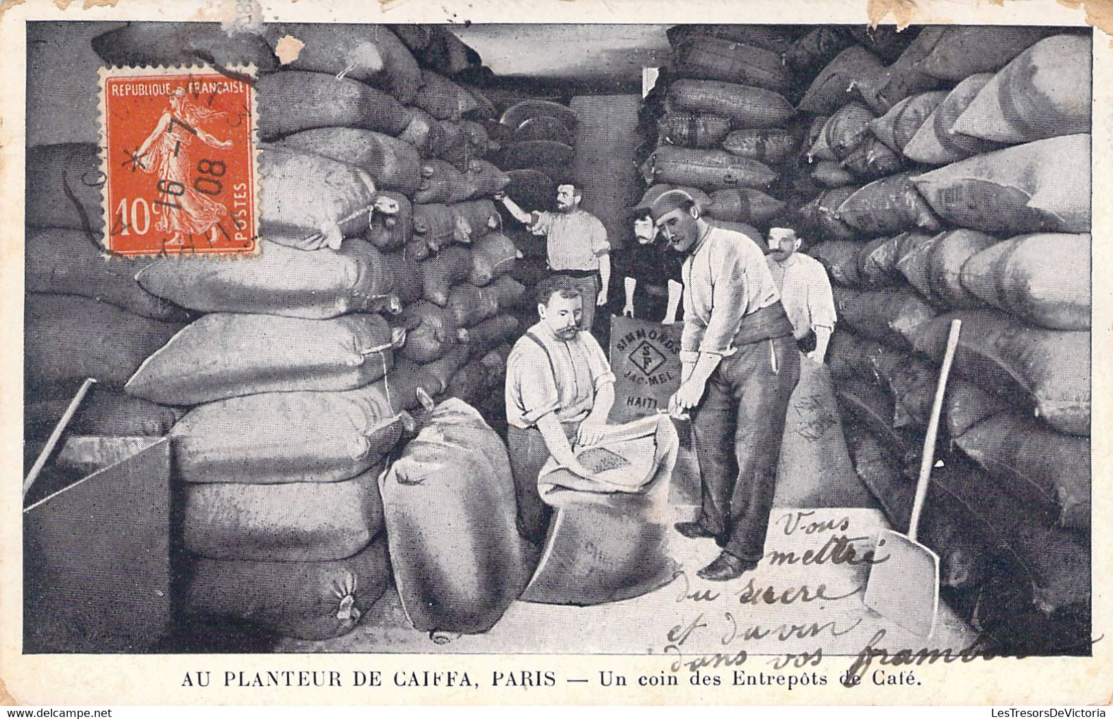 CPA COMMERCE - Au Planteur De Caiffa PARIS - Un Coin Des Entrepôts De Café - Simmords JAC MEL HAITI - Verkopers