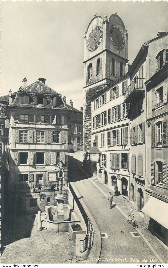 Postcard Austria Switzerland Neuchatel Tour De Diesse Clocktower - Diesse