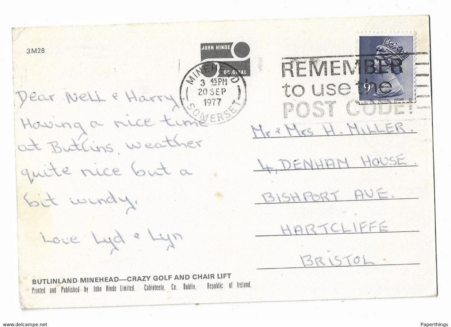 Postcard, Somerset, Minehead, Butlins, Butlinland, Holiday Camp, Crazy Golf, 1977. - Minehead