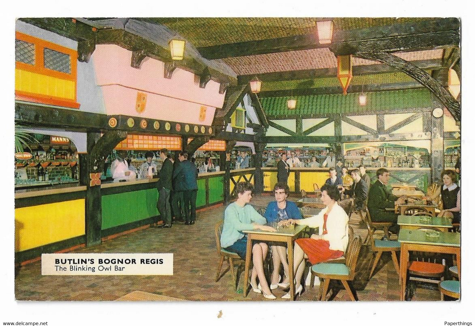 Real Photo Postcard, Sussex, Bognor Regis, Butlin's Holiday Camp, The Blinking Owl Bar. - Bognor Regis