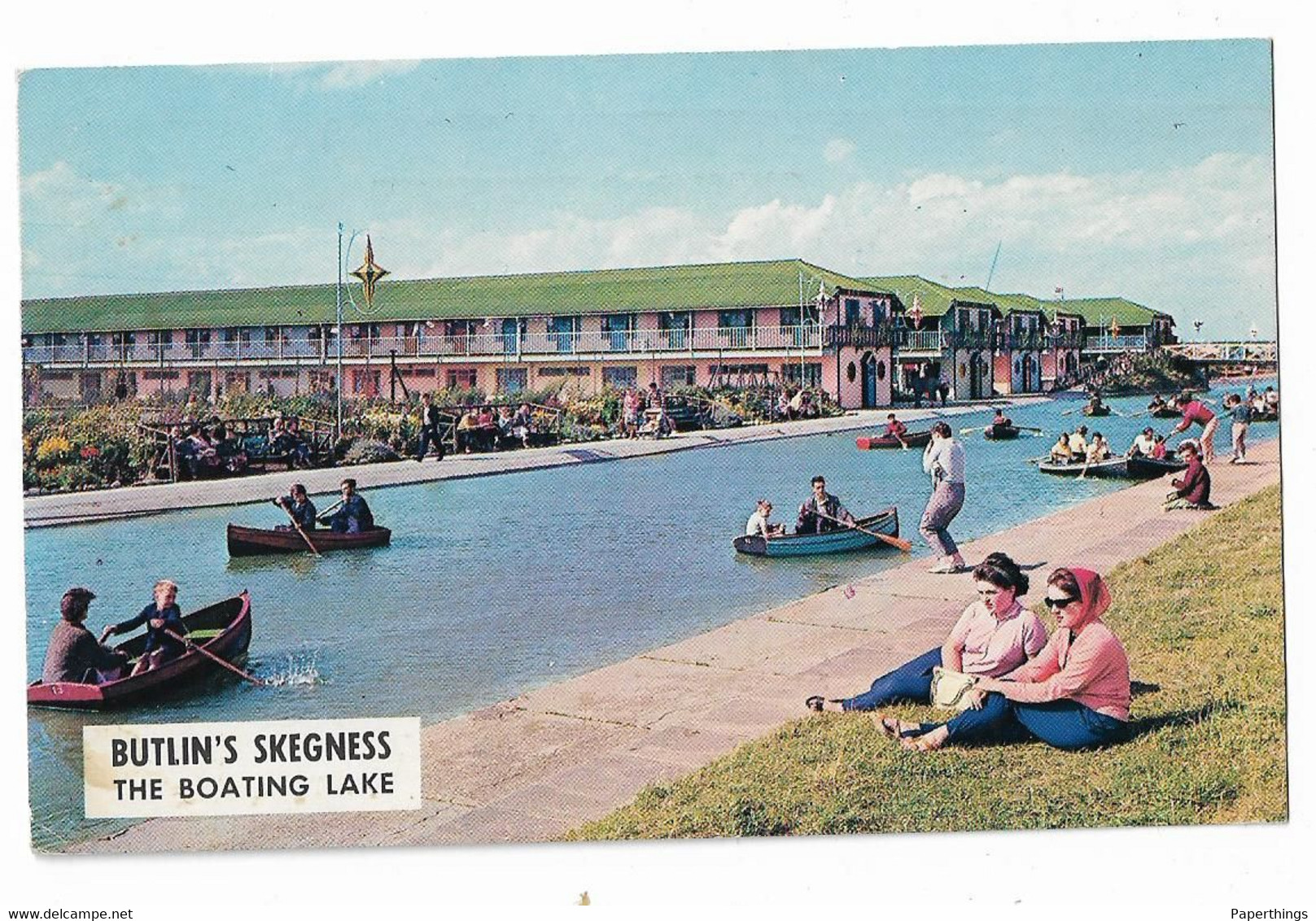 Plastichrome Postcard, Lincolnshire, Skegness, Butlin's Holiday Camp, The Boating Lake, 1965. - Lincoln