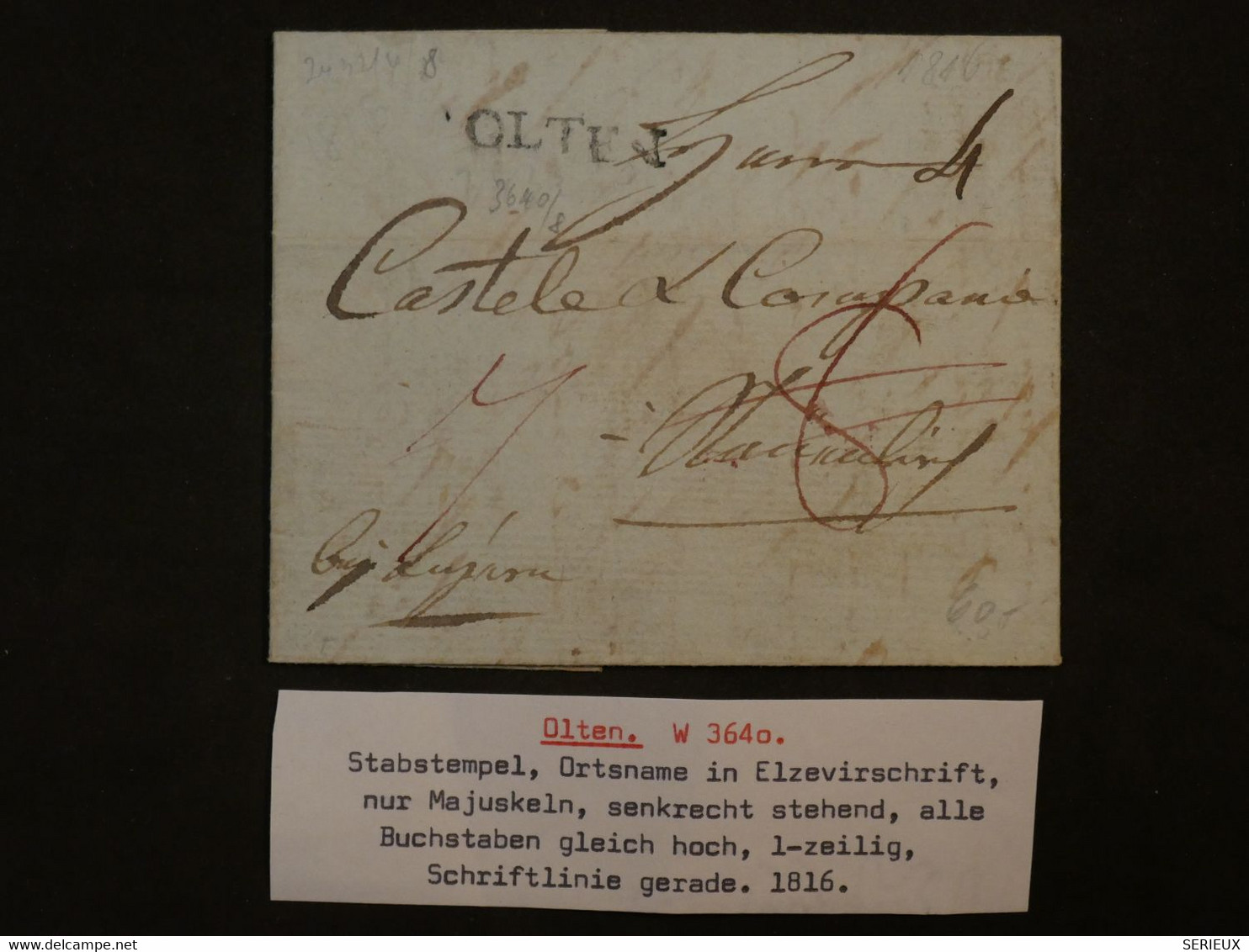 BL3 SUISSE BELLE LETTRE  RRR 1816   OLTEN A  ?  + +AFFRANCH. INTERESSANT++ - ...-1845 Préphilatélie