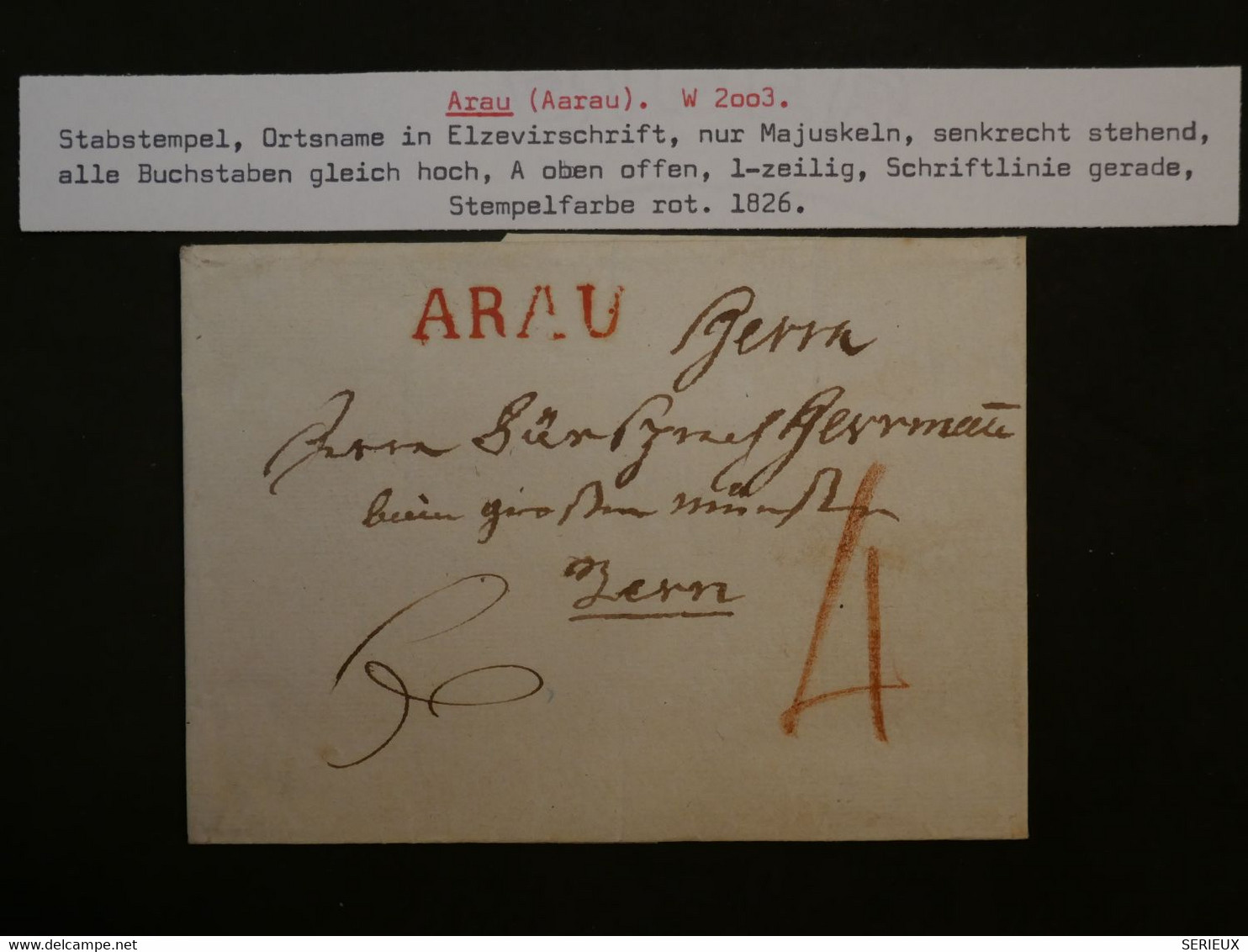 BL3 SUISSE BELLE LETTRE  1826  ARAU A  BERN   +  +AFFRANCH. INTERESSANT++ - ...-1845 Vorphilatelie