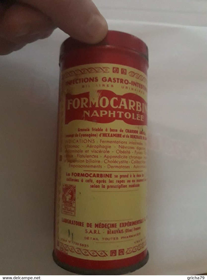 MEDECINE - BOITE METALLIQUE RONDE  - FORMOCARBINE - GRANULE - LABORATOIRES G. TETARD - BEAUVAIS OISE - Matériel Médical & Dentaire