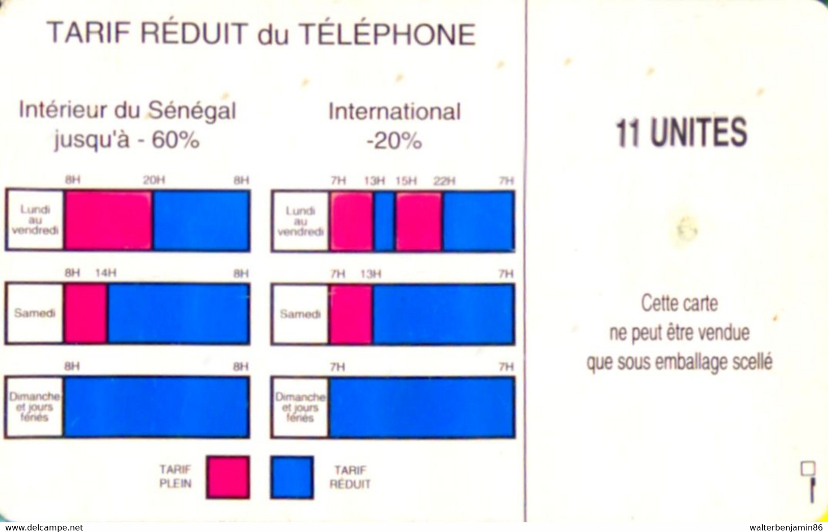 SCHEDA PHONECARD SENEGAL LOGO 11 UNITES (GEM1A - TRANSPARENT MORENO) - Senegal