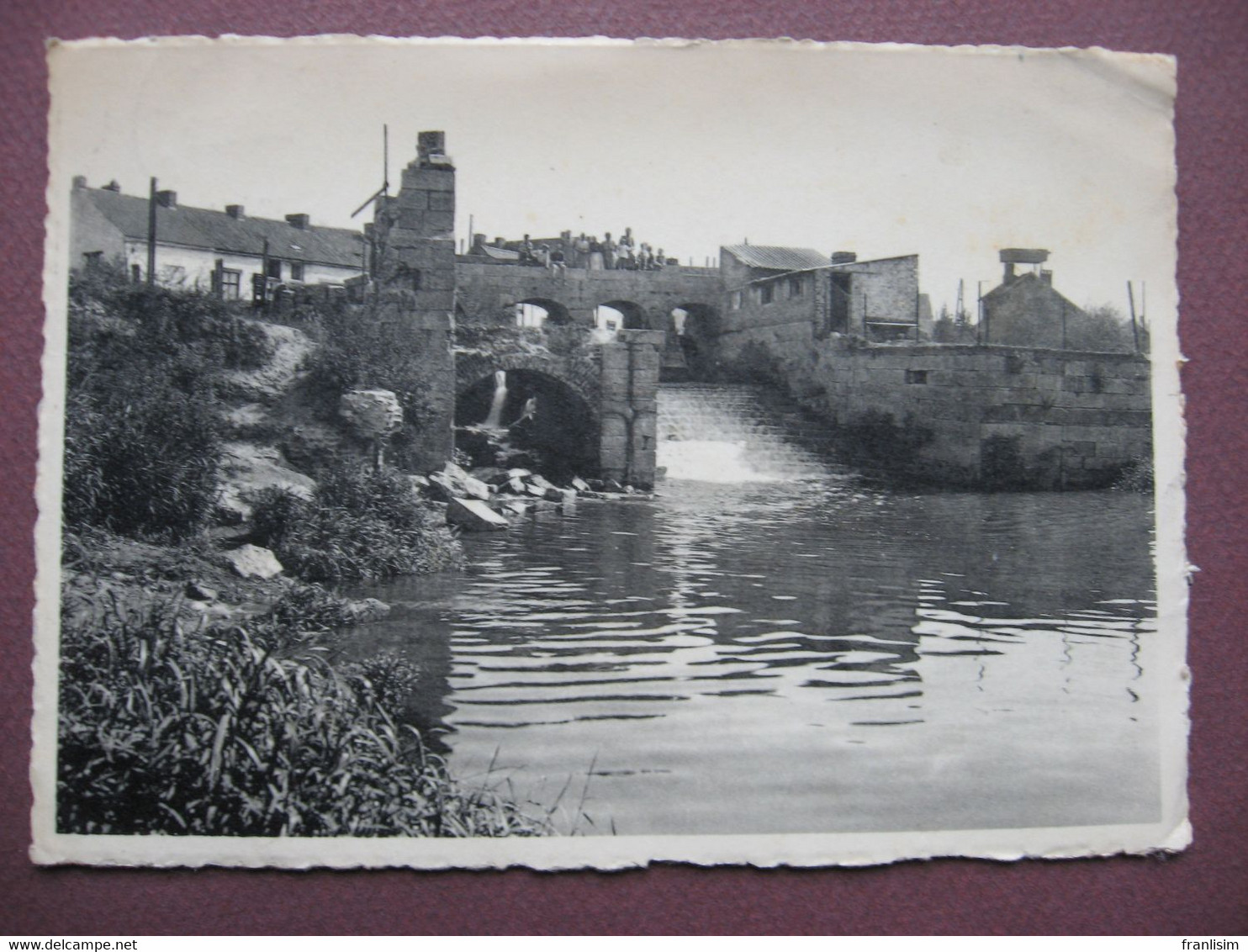 CPSM BELGIQUE QUIEVRAIN Ruines  Du Moulin Le Gouffre ANIMEE RARE PLAN ? 1950 - Quiévrain