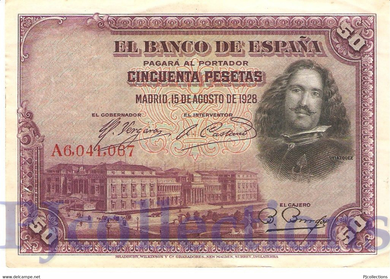 SPAIN 50 PESETAS 1928 PICK 75a AVF W/HOLES - 50 Pesetas