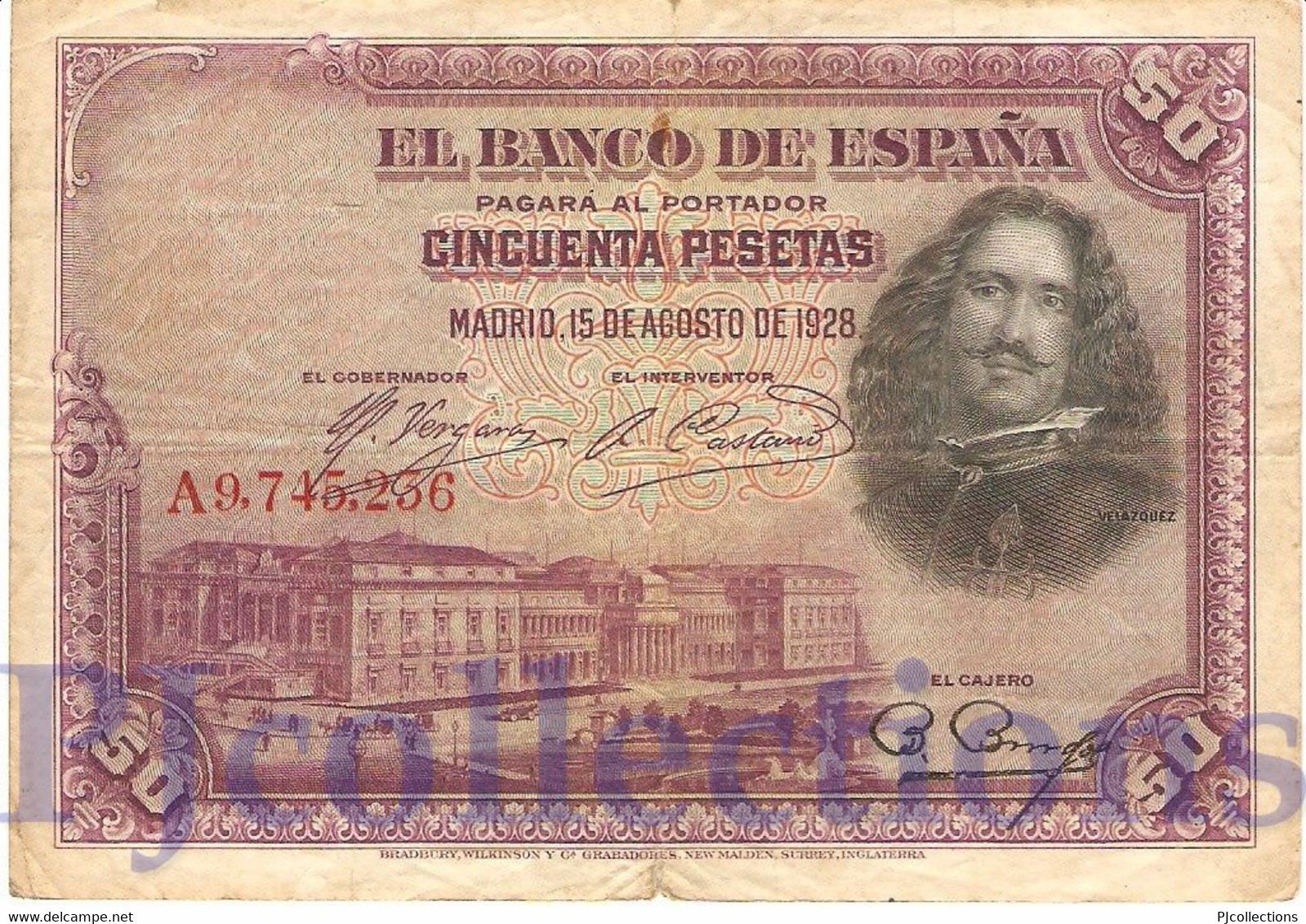 SPAIN 50 PESETAS 1928 PICK 75b VF - 50 Peseten