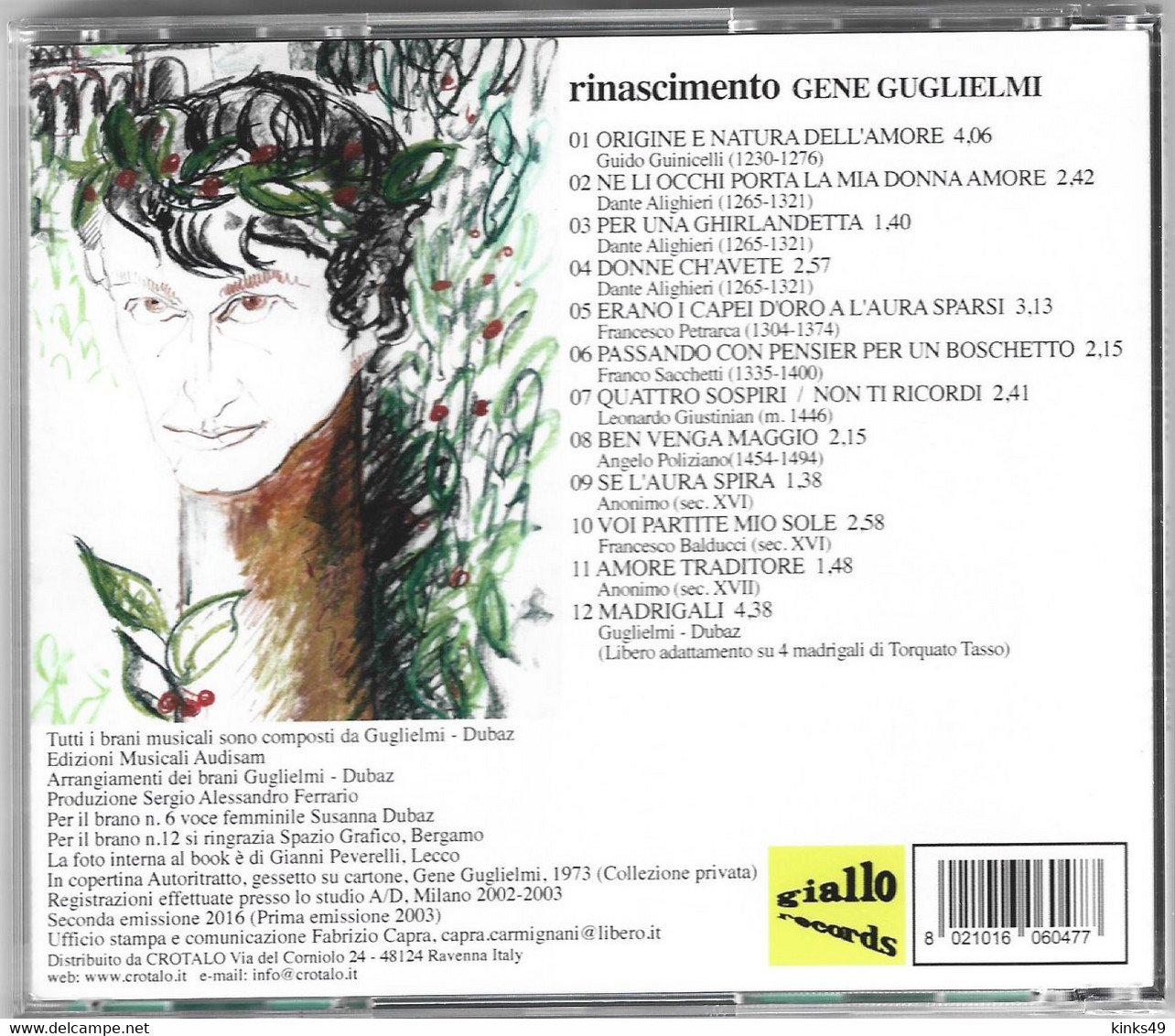GENE GUGLIELMI : CD Titolo: Rinascimento / 2016 Giallo Records - Autres - Musique Italienne