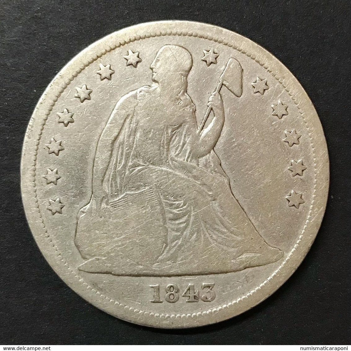 USA U.s.a. Seated Liberty One Dollar 1843 Km#71 E.437 - 1840-1873: Seated Liberty (Libertà Seduta)