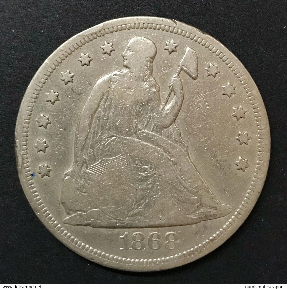 USA U.s.a. Seated Liberty One Dollar 1868 Rare Km#100 E.439 - 1840-1873: Seated Liberty (Libertà Seduta)