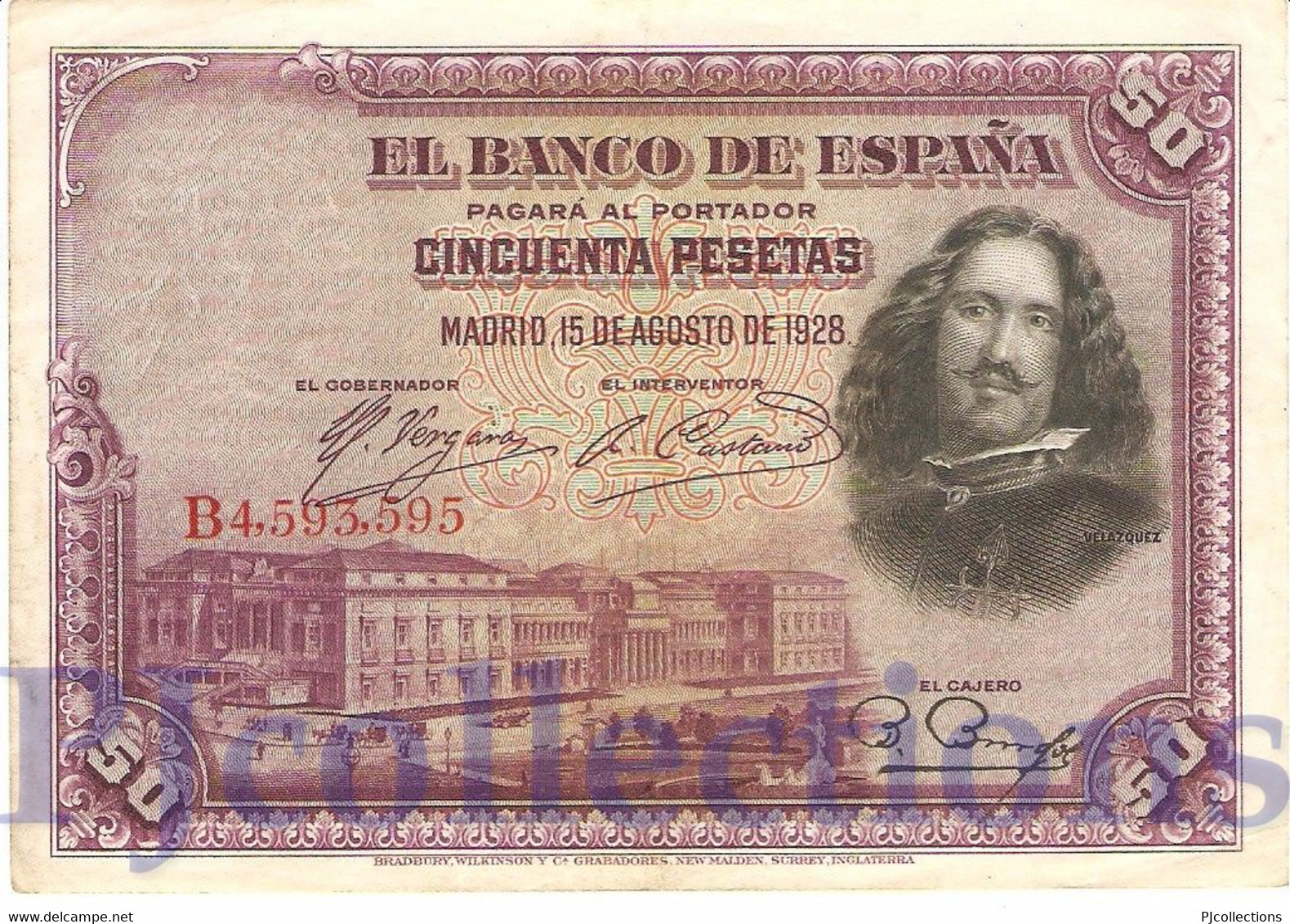 SPAIN 50 PESETAS 1928 PICK 75a XF - 50 Pesetas