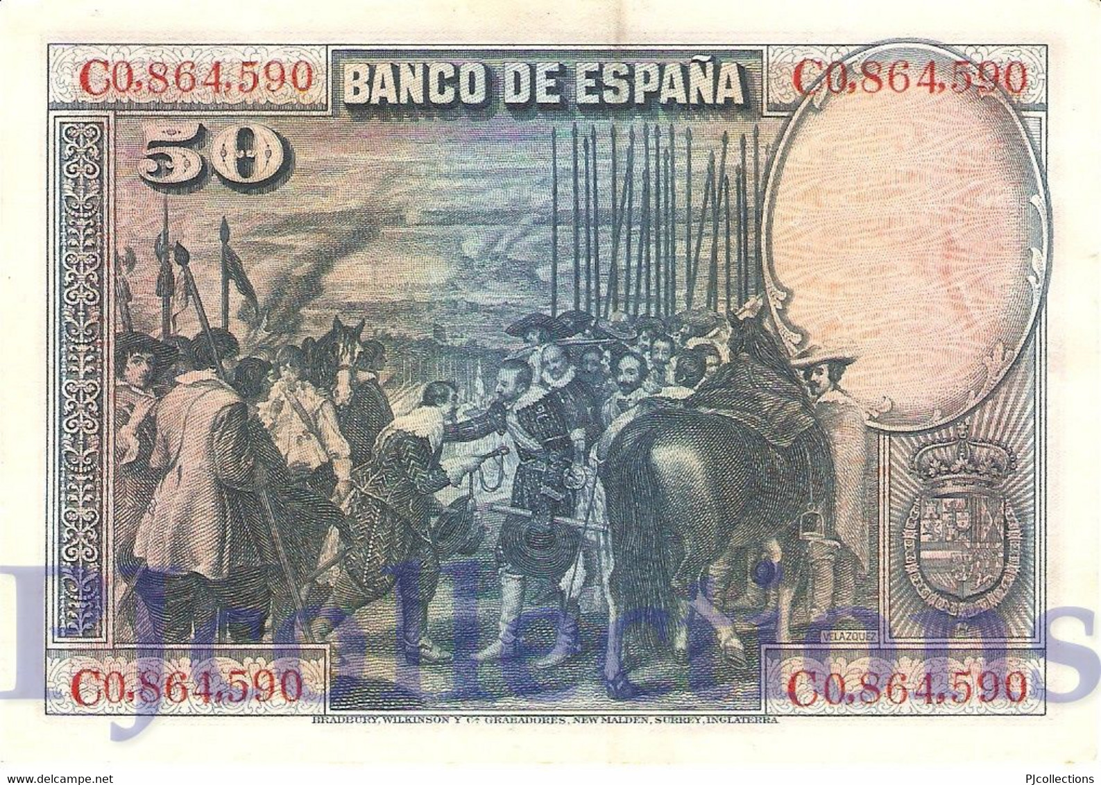 SPAIN 50 PESETAS 1928 PICK 75a XF+ - 50 Pesetas