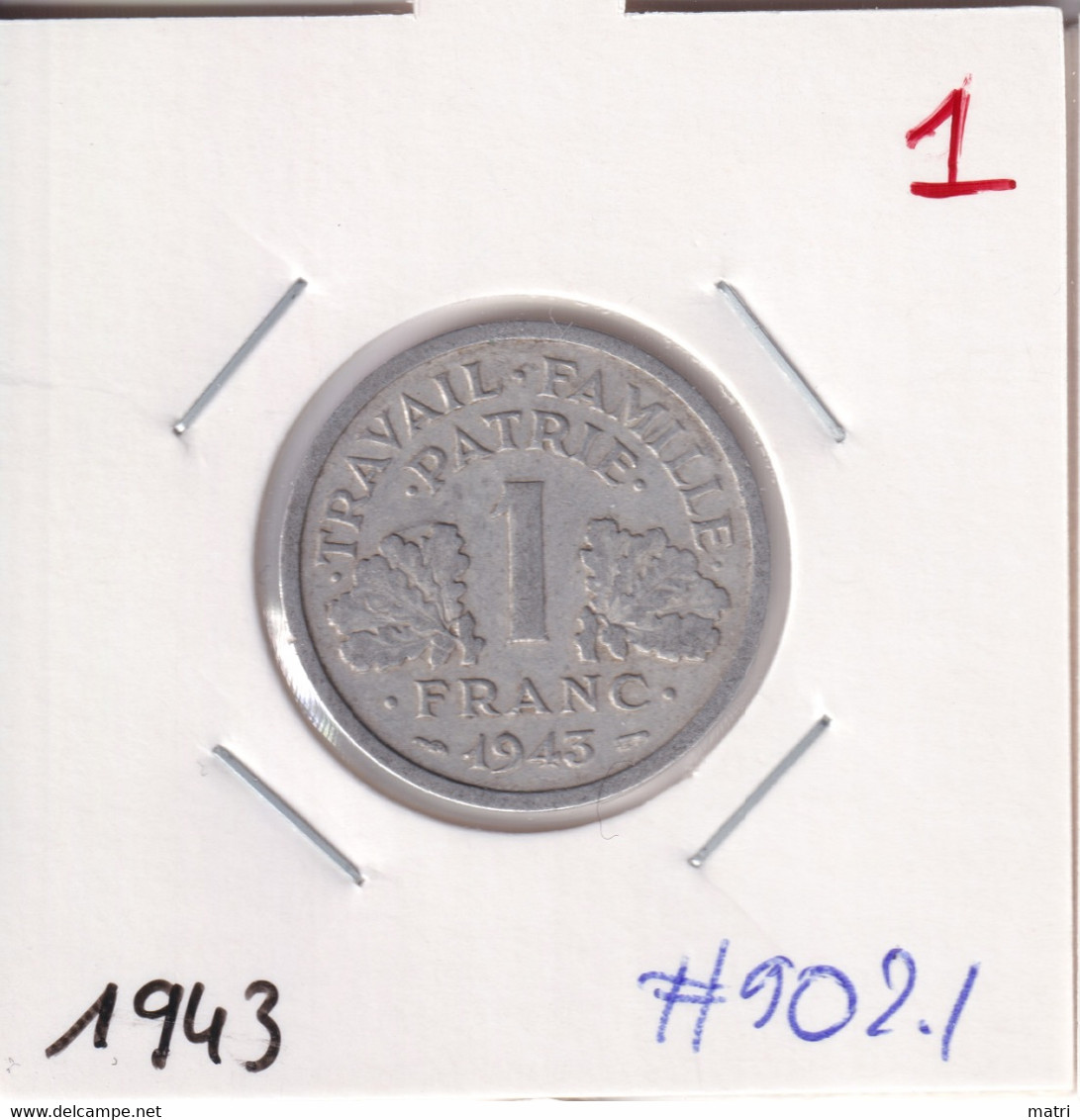 France 1 Franc 1943 Km#902.1 - 1 Franc