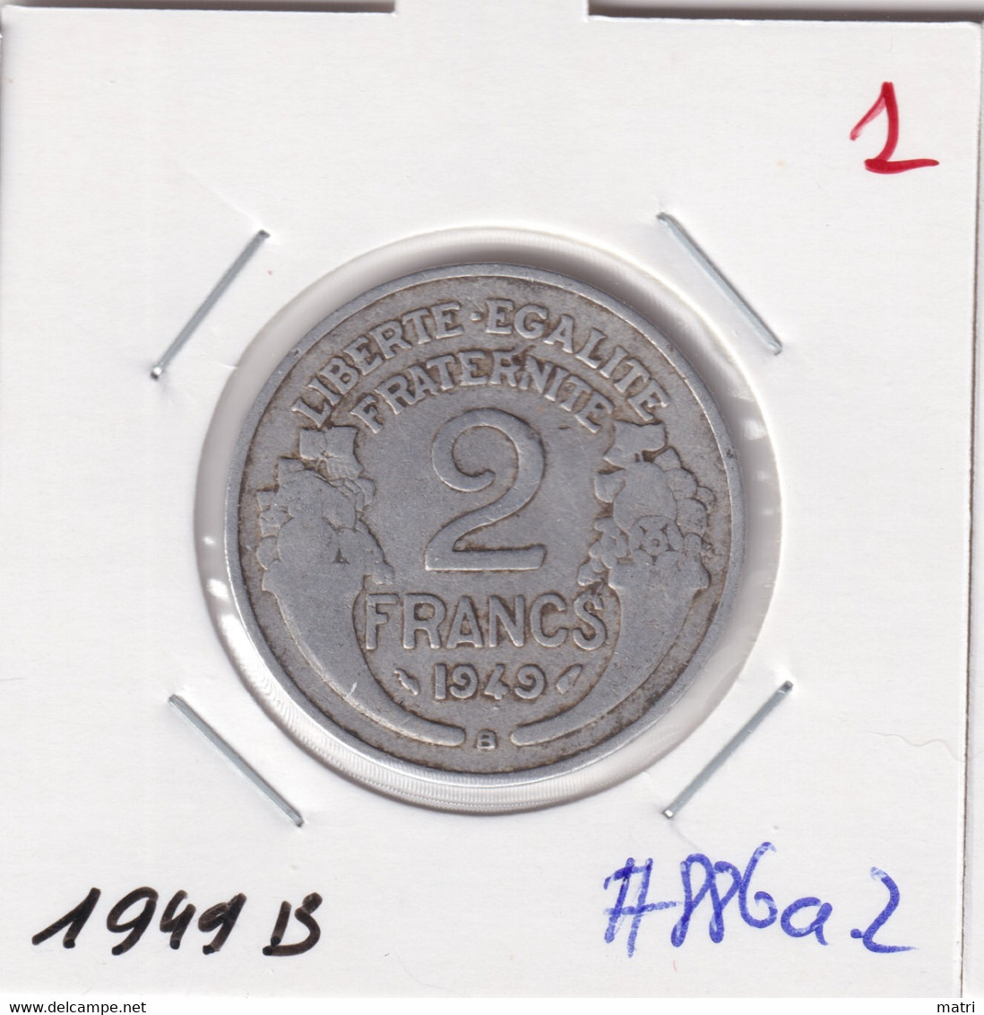 France 2 Francs 1949 B Km#886a.2 - 2 Francs