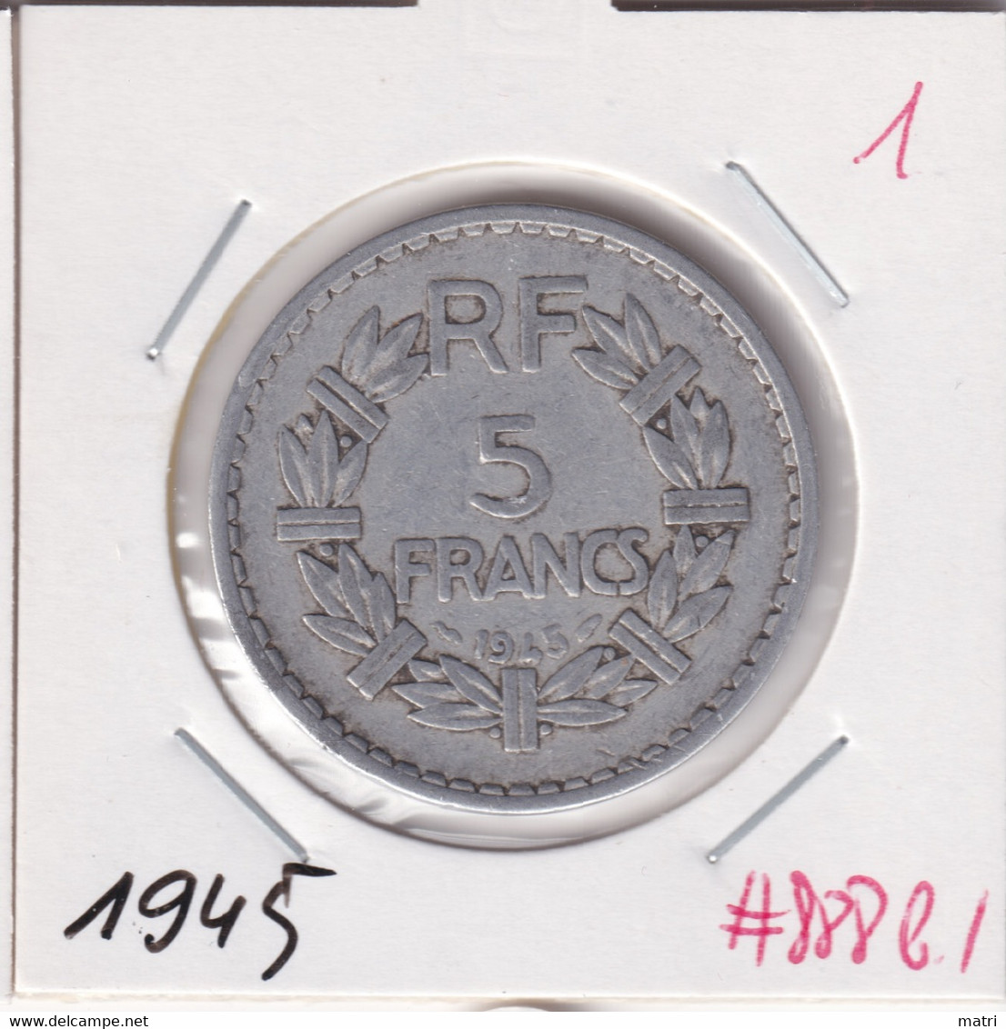 France 5 Francs 1945 Km#888b.1 - 5 Francs