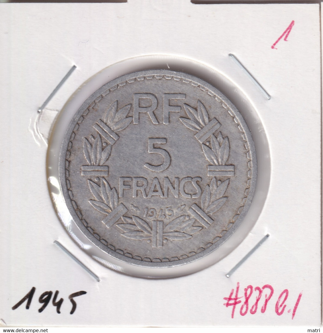 France 5 Francs 1945 Km#888b.1 - 5 Francs