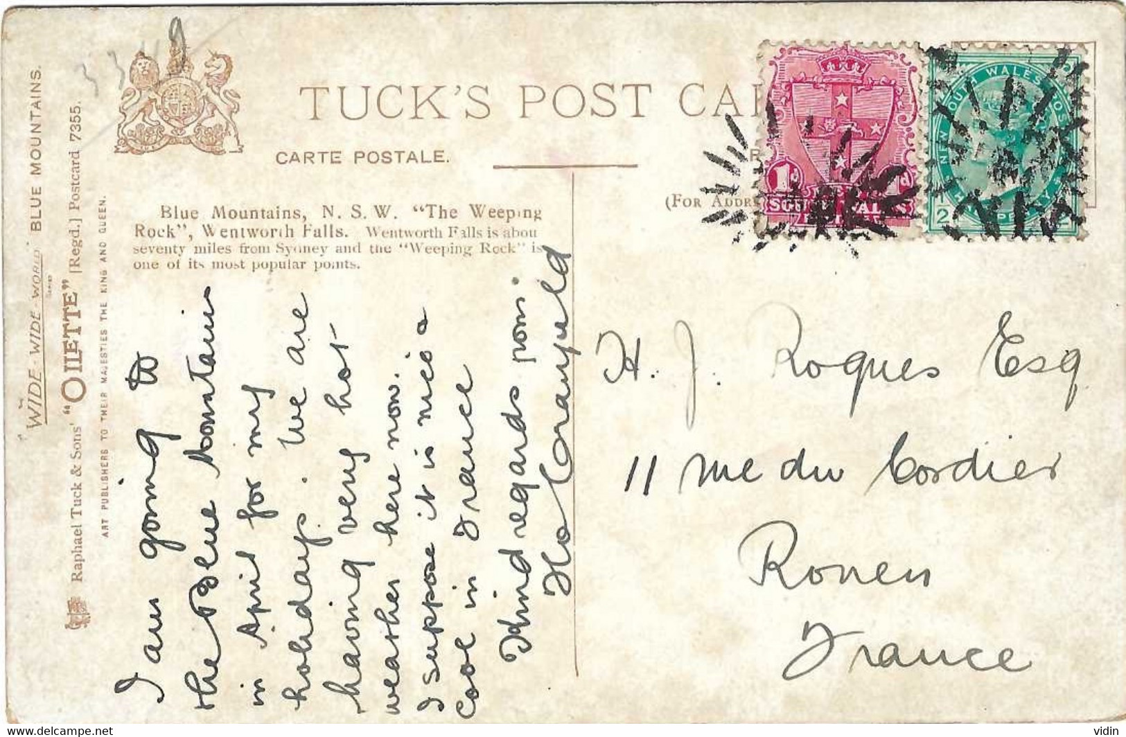 Nouvelle Galles Du Sud New South Wales Bel Affranchissement Sur Carte Postale - Lettres & Documents