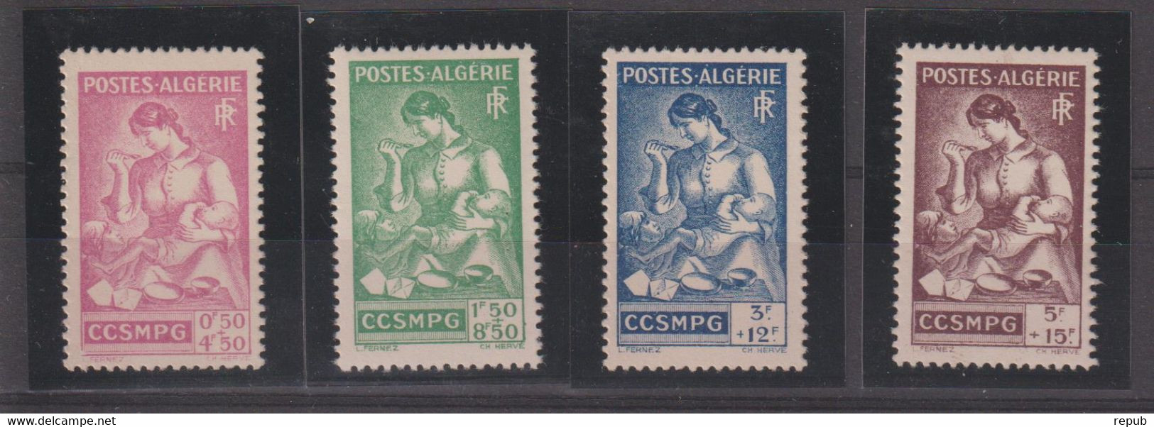 Algérie 1944 Au Profit Des Familles 205-208, 4 Val ** MNH - Unused Stamps