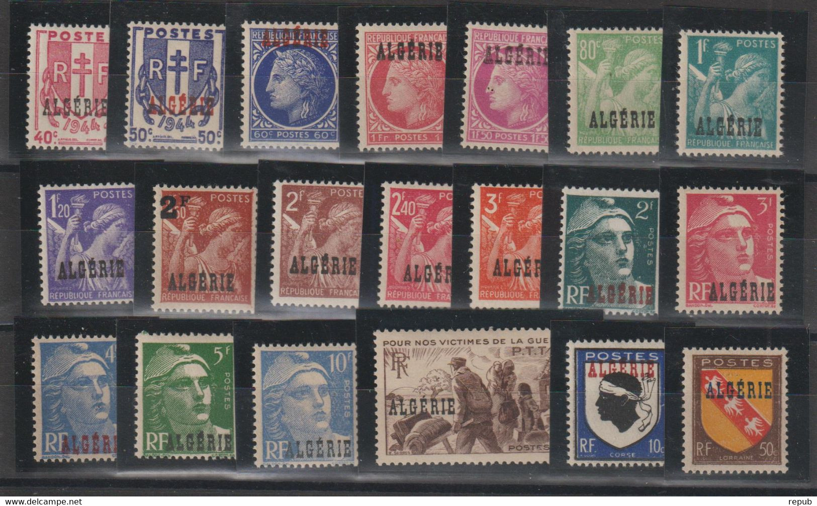 Algérie 1945-47 Série Courante 225-244, 20 Val ** MNH - Ongebruikt