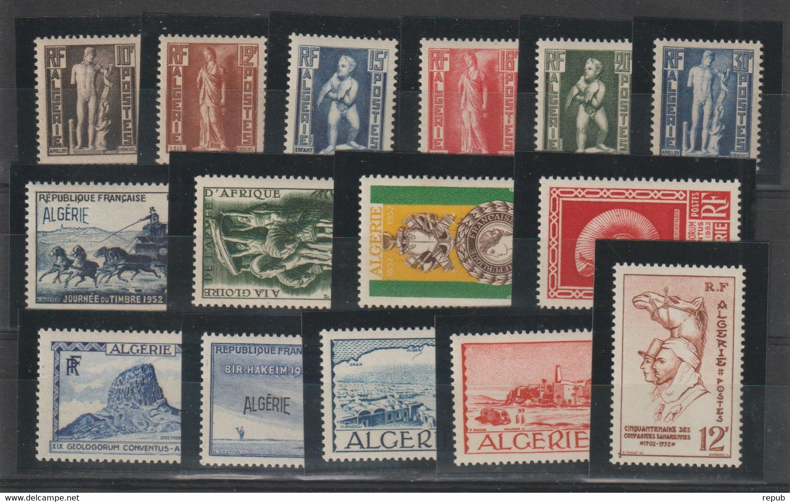 Algérie Année Complète 1952 Du 288 Au 302, 15 Val ** MNH - Unused Stamps