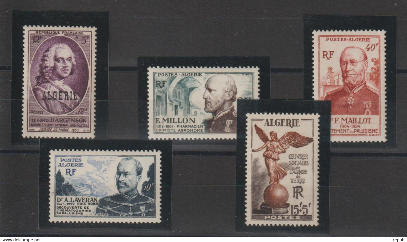 Algérie Année Complète 1953 Du 303 Au 307, 5 Val ** MNH - Unused Stamps