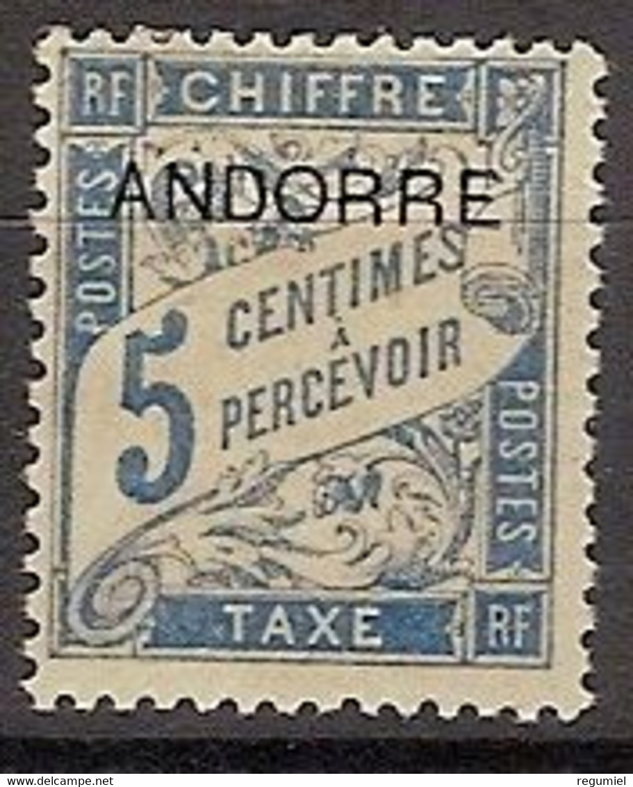 Andorra Francesa Tasas  1 * Charnela. 1931 - Neufs