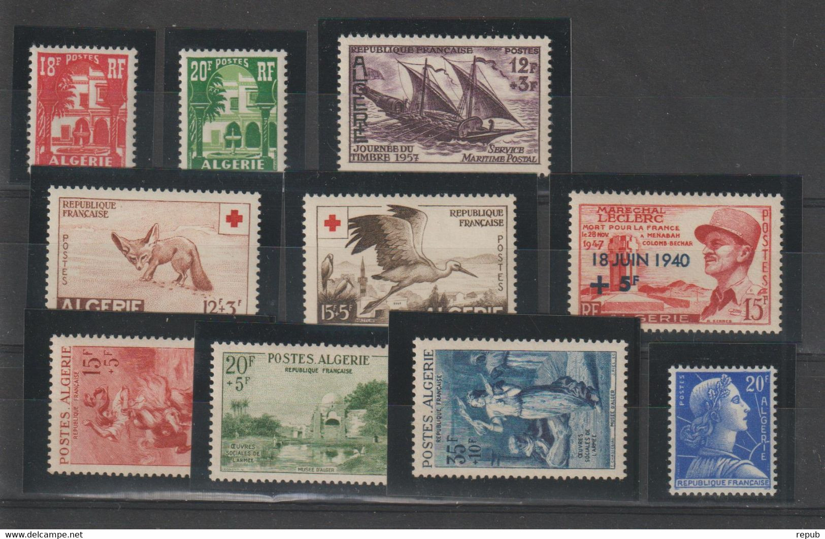 Algérie Année Complète 1957 Du 340A Au 349, 10 Val ** MNH - Unused Stamps